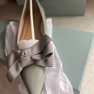 Green C.Paravano pointed bow ballet flat slip on size 39 / 8.5 patent leather